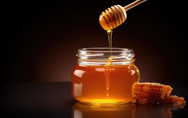 Gourmet Honey on Black Background