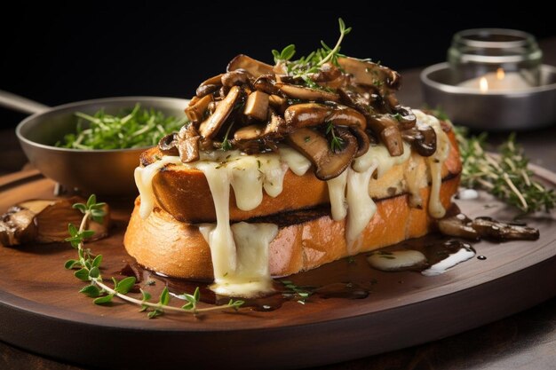 Gourmet Indulgence Truffle Mushroom Melt Sandwich beeldfotografie