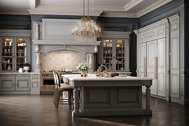 Gourmet Kitchen Room Interior Design 3D Rendering