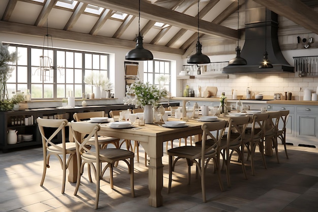 Gourmet Kitchen Room Interior Design 3D Rendering