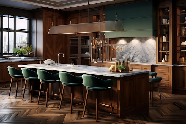 Gourmet Kitchen Room Interior Design 3D Rendering