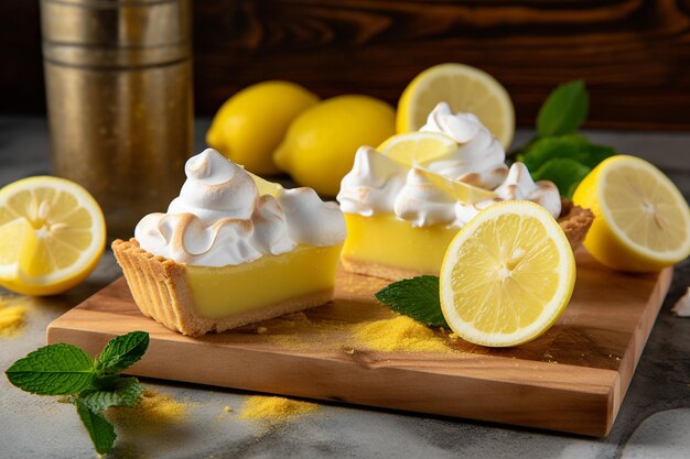 写真 gourmet lemon meringue pie slices