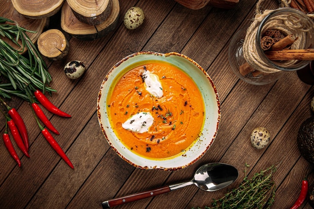 Zuppa gourmet di lenticchie alle erbe