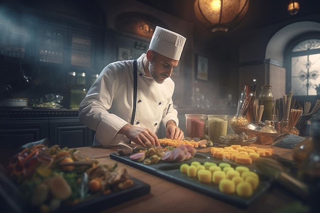 Gourmet market chef Asia meal Generate Ai