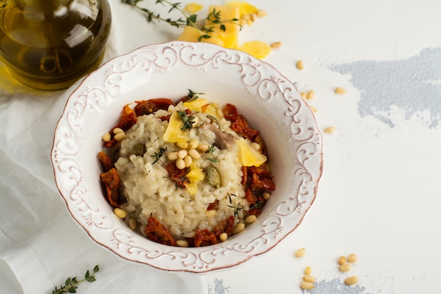 Gourmet meat and vegetables risotto