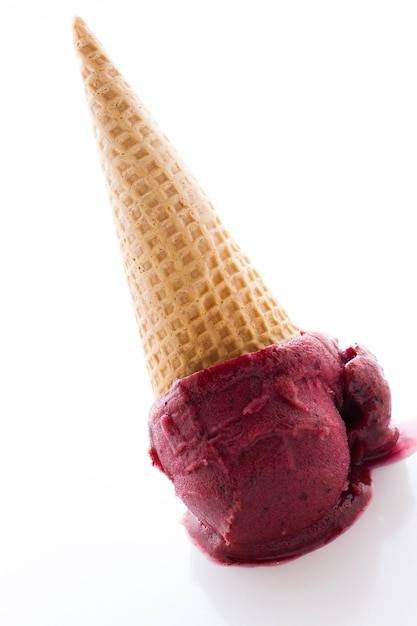 Gourmet mixed berry gelato on a white background.