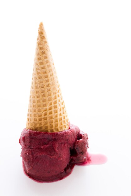 Gourmet mixed berry gelato on a white background.