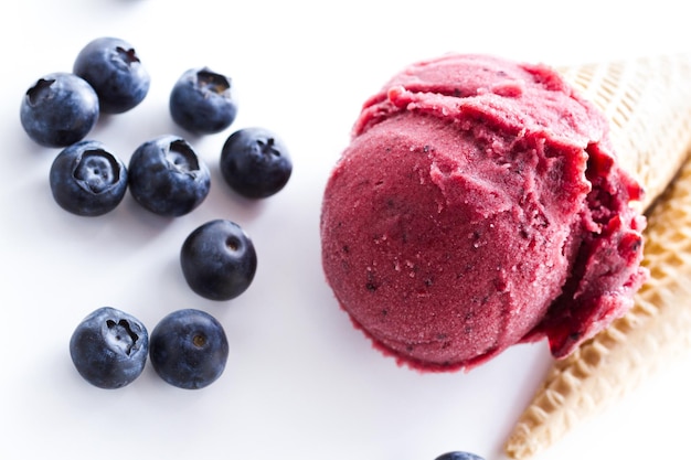 Gourmet mixed berry gelato on a white background.