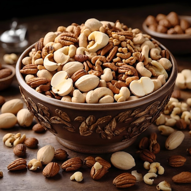 Gourmet Nut Bowl with Almonds Walnuts Hazelnuts Cashews and Pecans