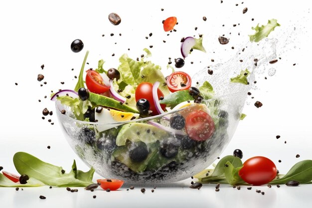 Photo gourmet salad ensemble culinary artistry on white background fresh vegetable salad