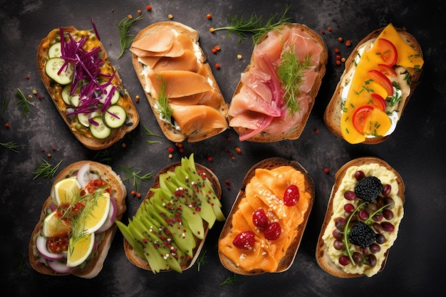 Gourmet sandwiches top view Fresh snack Generate Ai