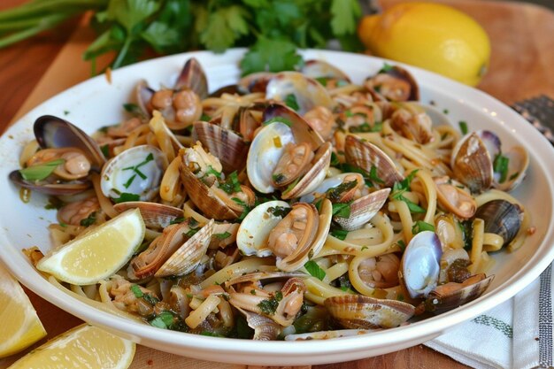 Gourmet Seafood Adventure Clam Linguine with White Wine Sauce Infusion
