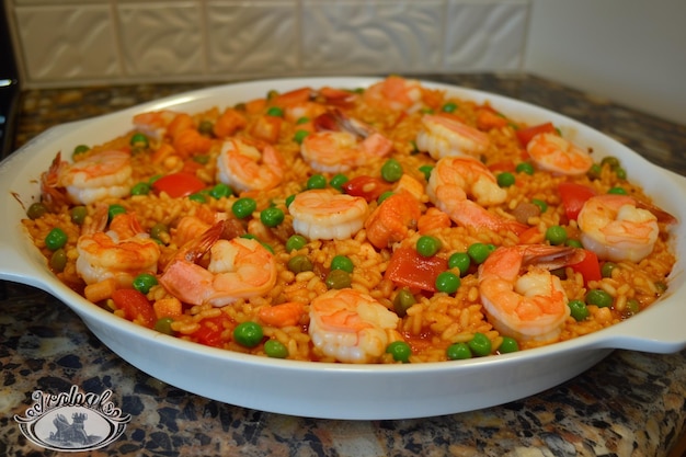 Photo gourmet seafood paella spanish rice dish