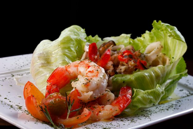 Gourmet shrimp lettuce salad