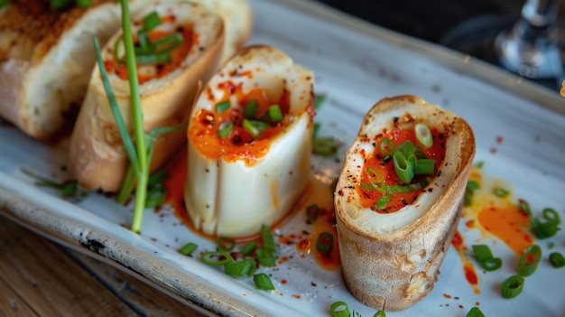 Gourmet Stuffed Calamari Rings on a Stylish Plate