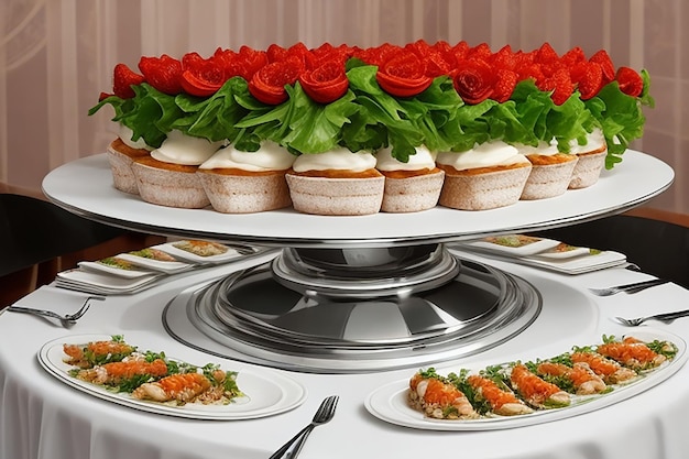 Gourmet table white dish catering