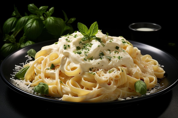 A Gourmet39s Fettuccine Alfredo with Parmesan Cheese Generative By Ai