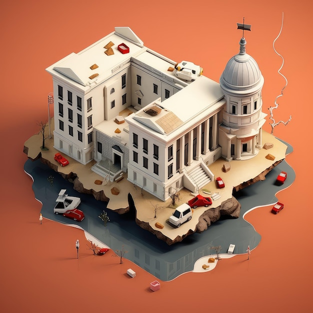 Government d cartoon illustration generative ai