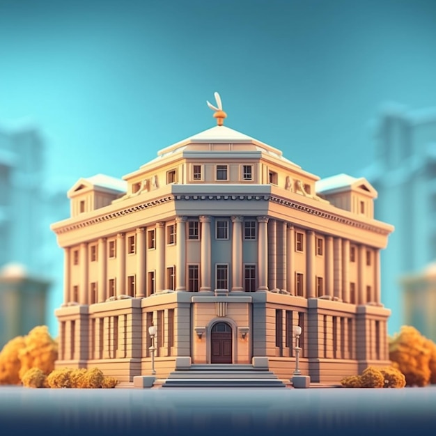 Government office miniatur clay cartoon building AI Generated