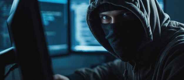 Government official safeguarding computer against intruder