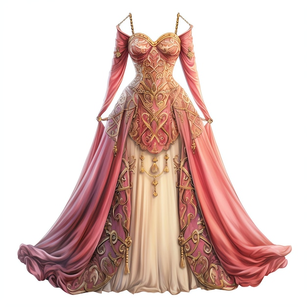 Gown Medieval watercolor fantasy