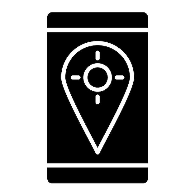 Фото Фиксированный глиф gps, сплошная черная иллюстрация