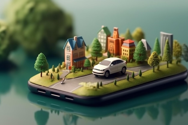 GPS 위치 방향 휴대전화 여행 지도 위치 내비게이션 포인트 생성 AI