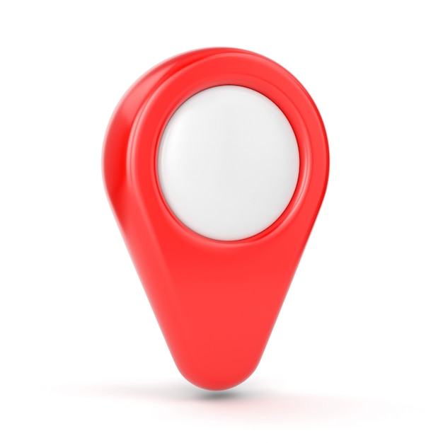 GPS map pointer. Red location symbol isolated on white background.