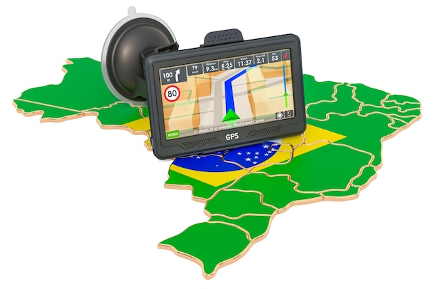 GPS navigation in Brazil 3D rendering