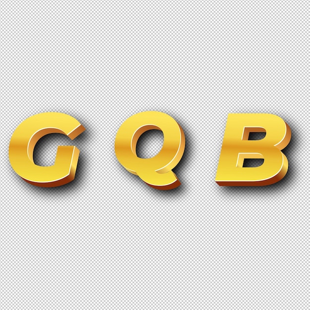 Foto iconica del logo oro gqb sullo sfondo bianco isolato trasparente