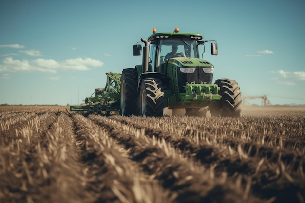 Foto graanoogst in actie tractor combine harvester op landbouwgebied