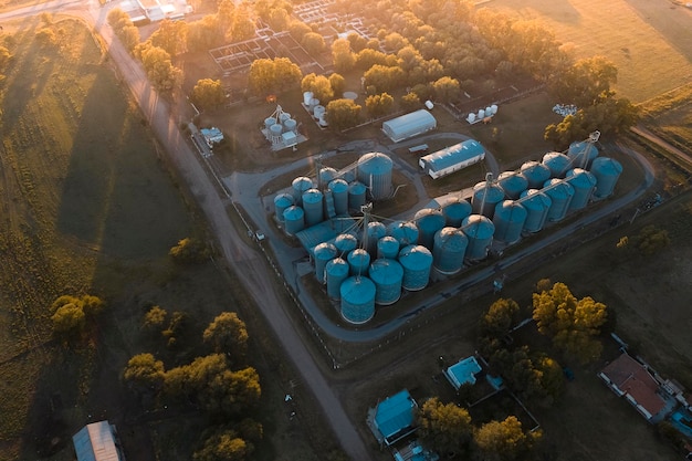 Graanopslag stalen silo's Patagonië Argentinië