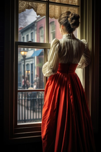 Photo the grace and sophistication of 1830s 19th century fashion and clothing style
