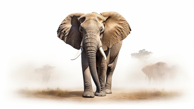 Photo graceful african elephant on white