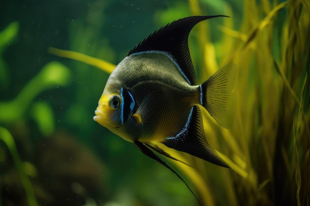 Graceful Angelfish Swimming in a Lush Aquarium