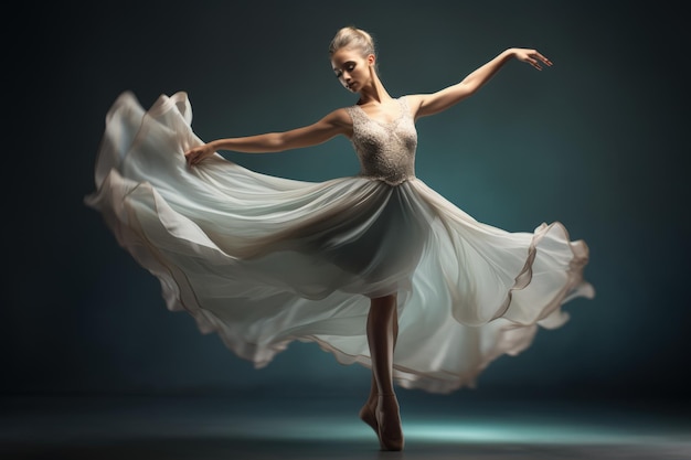 Изящная балерина в MidLeap Pose Generative AI