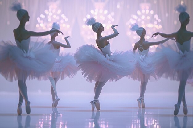 Graceful ballerinas performing in tutus