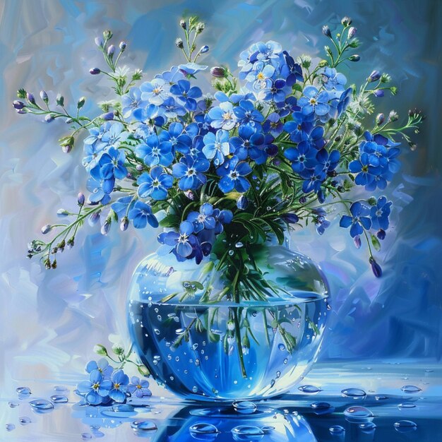인공지능에 의해 생성된 파란 꽃의 우아한 아름다움