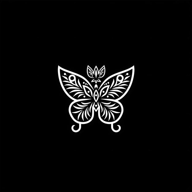 Graceful Butterfly Tribe Badge Logo With Butterfly Wings and Creative Logo Design Tattoo Outline