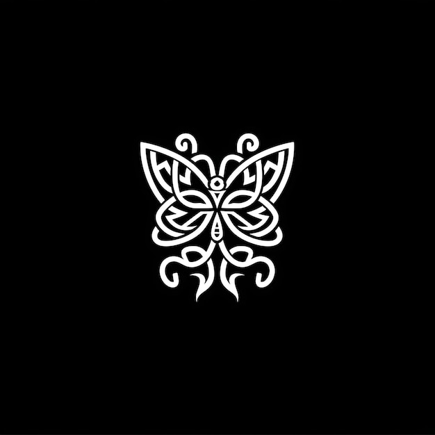 Photo graceful butterfly tribe badge logo with butterfly wings and creative logo design tattoo outline