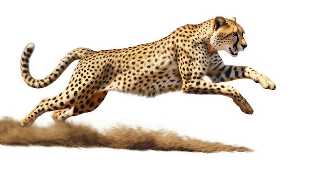 Graceful cheetah photo realistic illustration - Generative AI. Cheetah, spotted, wild, cat, carnivorous.