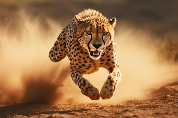 Грациозный гепард бежит с невероятной скоростью 00228 02