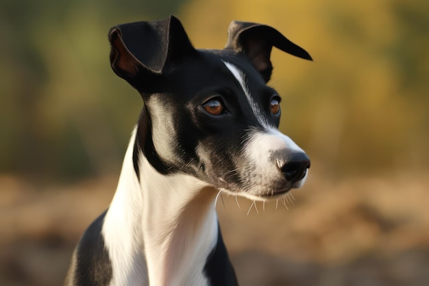 優雅なコントラストの白黒ショートヘアのスキニー犬が優雅さと魅力を放ちます