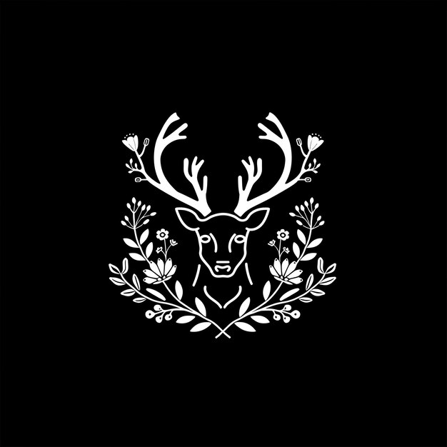 Graceful Deer Sisterhood Crest Logo With a Deers Head Enhanc Creative Logo Design Tattoo Outline