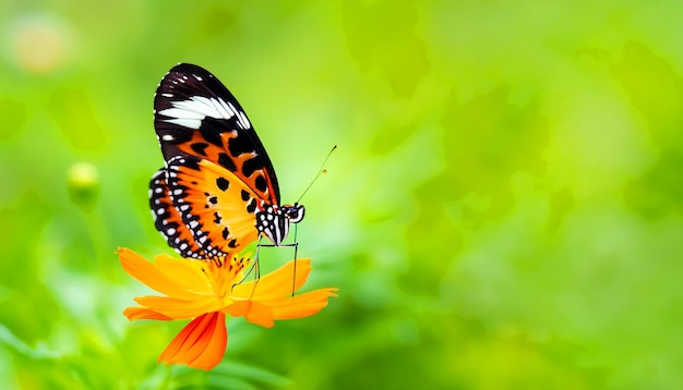 Graceful Encounter Monarch Butterfly Resting on a Flower Plant Captivating Nature's Light and Beauty