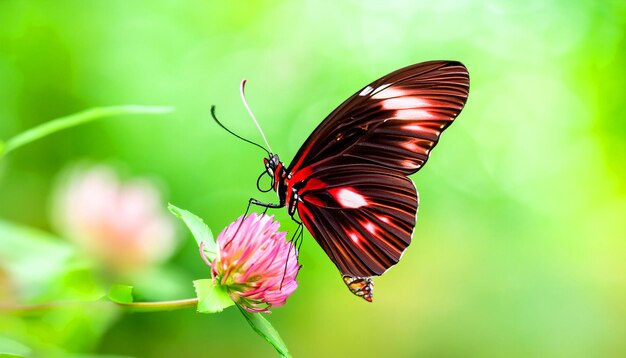 優雅な出会い 花にとまるオオカバマダラ 自然の光と美しさを魅了する