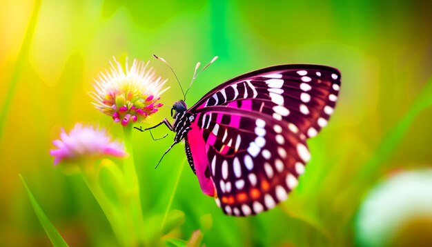 Graceful encounter monarch butterfly resting on a flower plant captivating nature's light and beauty