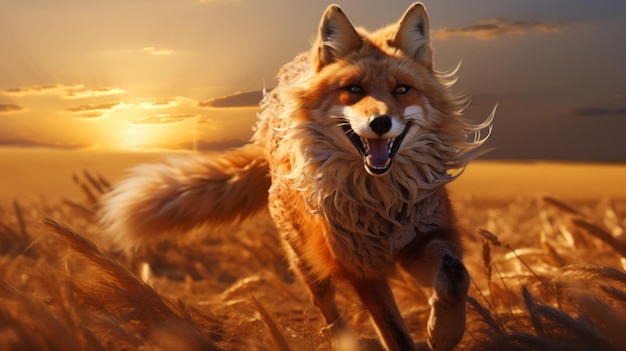 Graceful Fox Galloping In Vast Landscape Stunning Animal Wallpaper