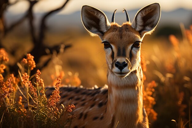 Photo graceful gazelle a single grants gazelle in the vast lands of kenya