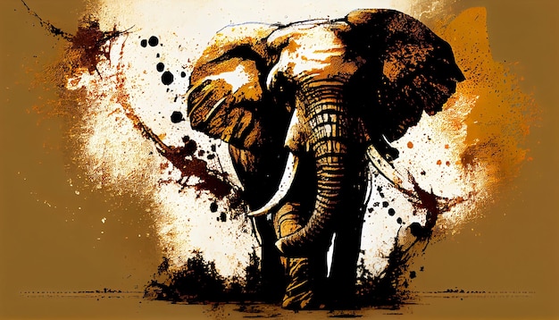 Изящные гиганты Величественные слоны в стиле легендарного художника Идеально подходят для увлекательных дизайнерских проектов и творческого вдохновения Генерация ИИ-иллюстраций
